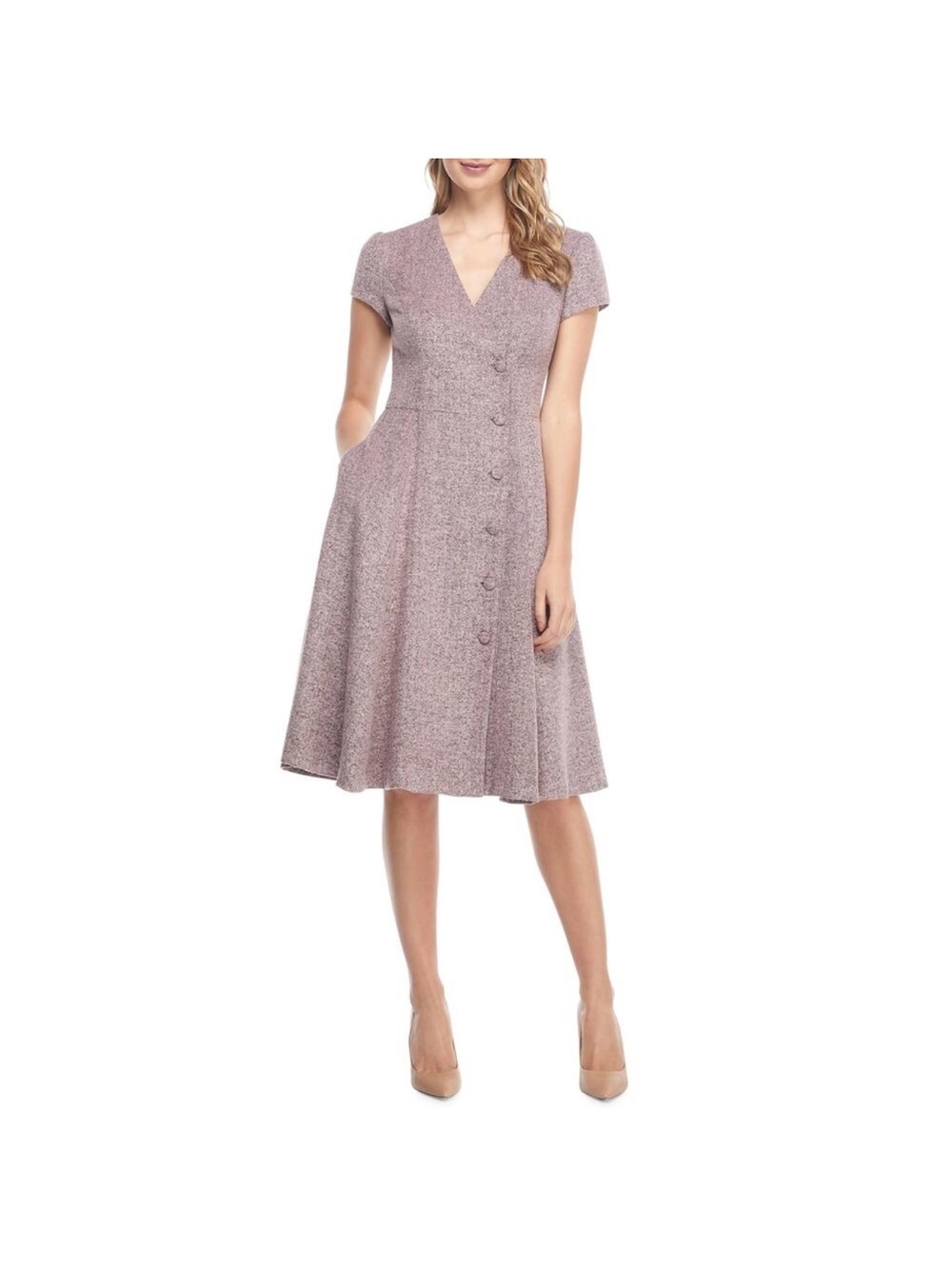 Gal Meets Glam Collection Pink Tweed Agatha Dainty Knee Length Dress